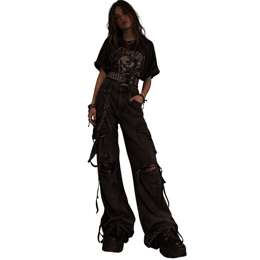 Black Studded Belt Size 40 Punk Goth Y2K Rock Style